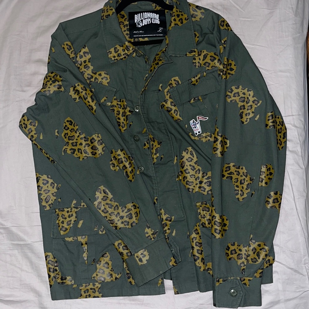 Africa Leopard Camo Military Overshirt in Olive